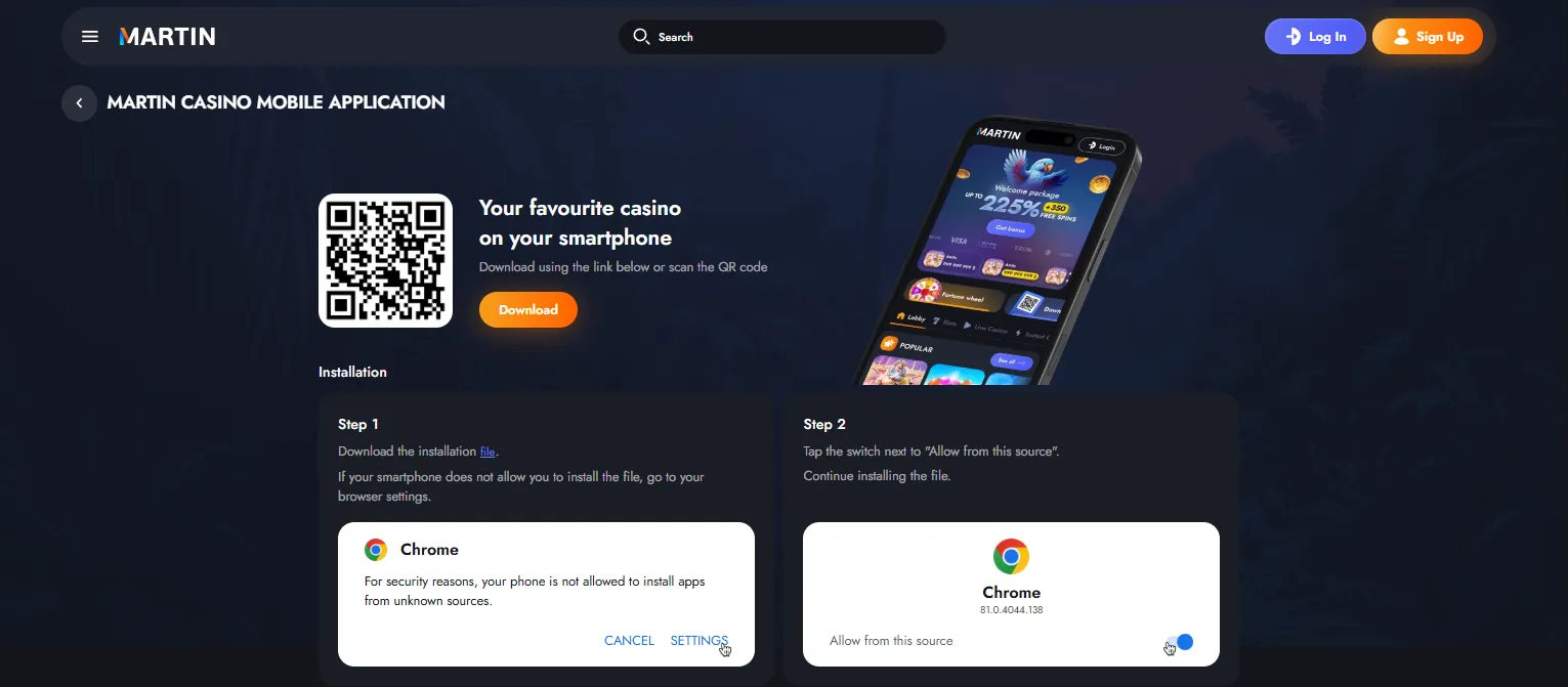 Martin mobilní kasino a aplikace  Martin mobilní kasino a aplikace