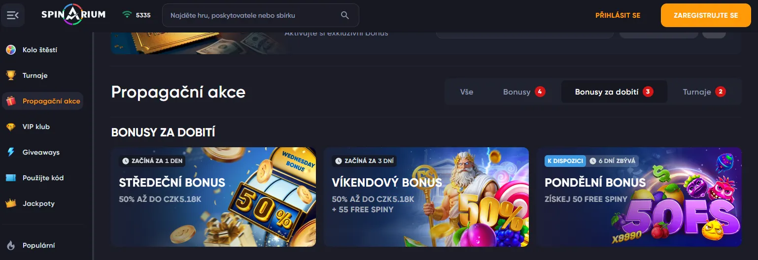 Bonusy a promo akce Bonusy a promo akce