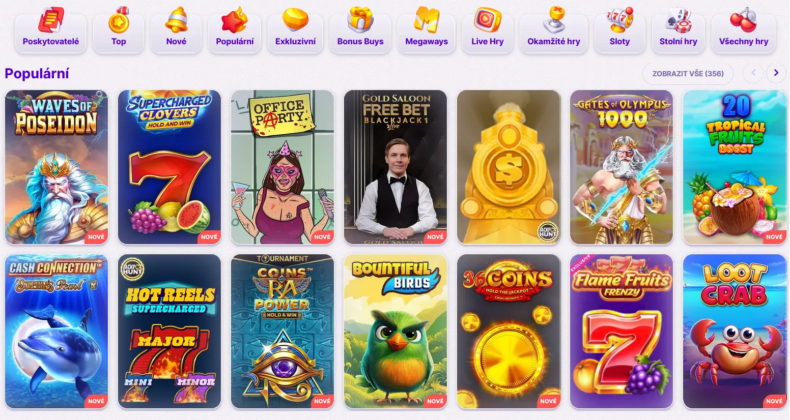 Herní nabídka Herní nabídka