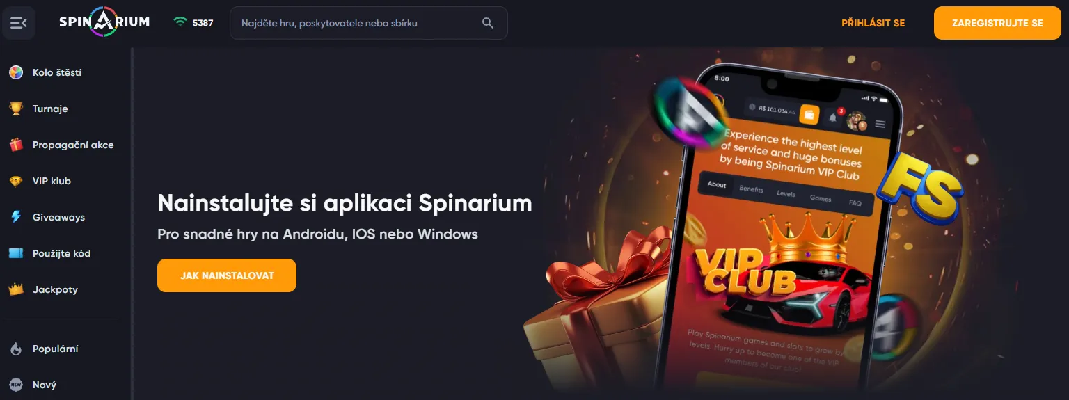 Spinarium mobilní kasino a aplikace Spinarium mobilní kasino a aplikace