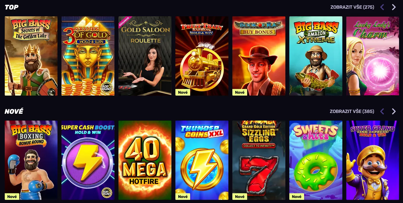 Herní nabídka Herní nabídka