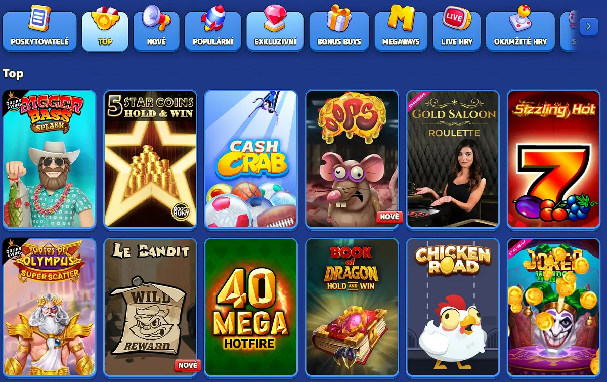 Herní nabídka Herní nabídka