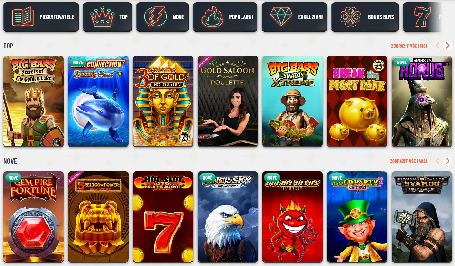 Herní nabídka Herní nabídka