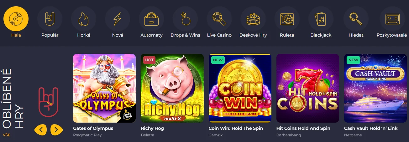 Výběr kasinových her 