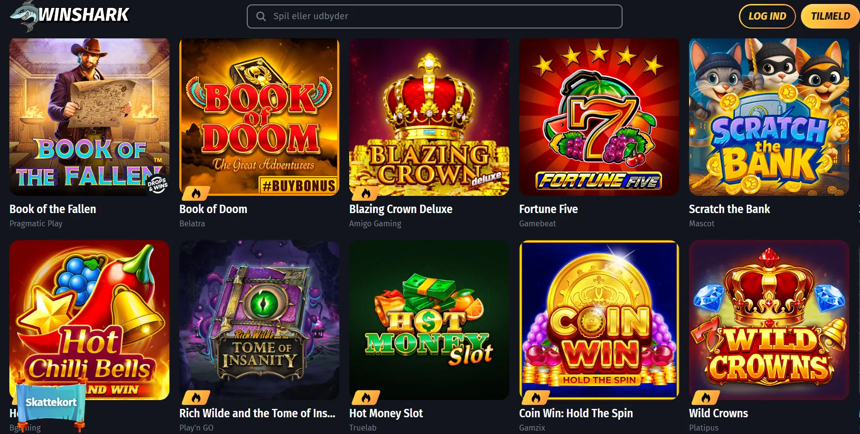 Udbydere og spil hos Winshark Udbydere og spil hos Winshark