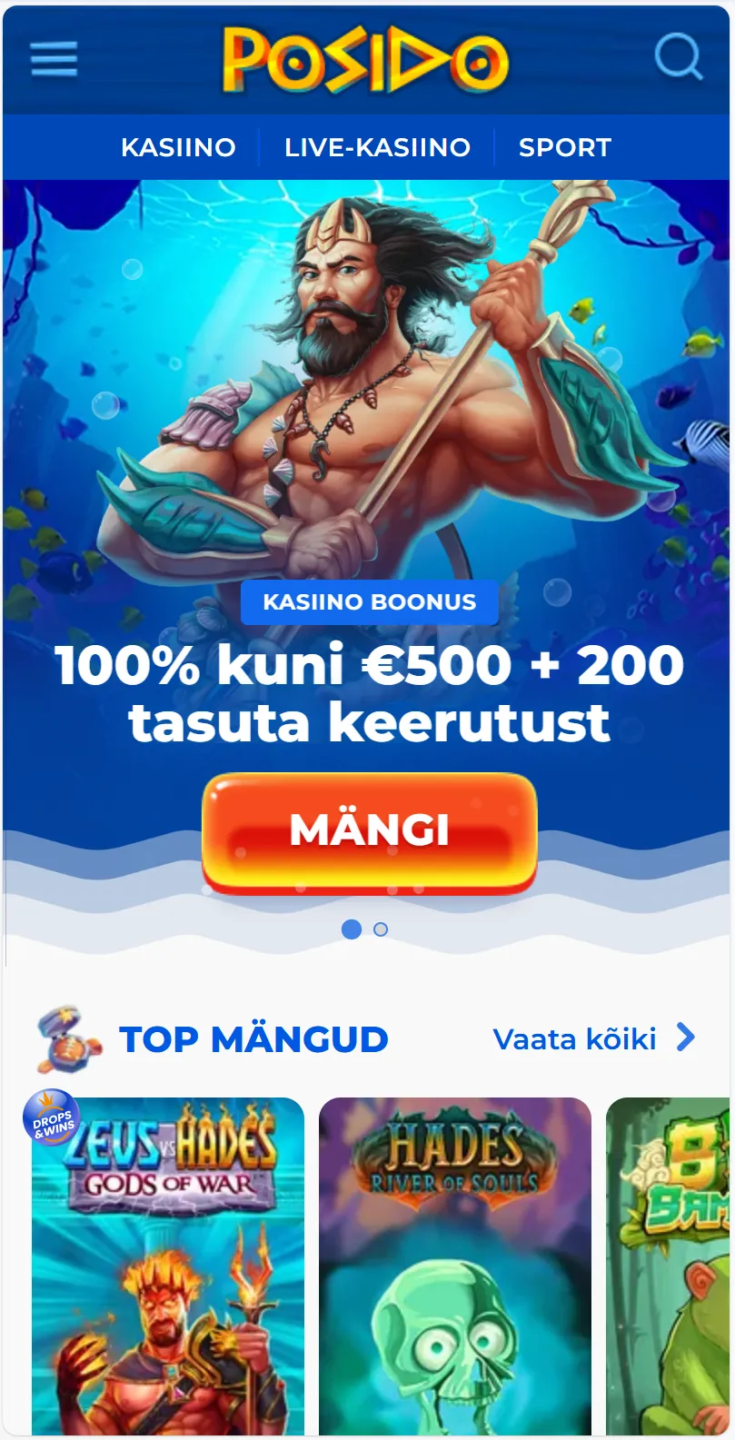 Posido mobiilikasiino ja app