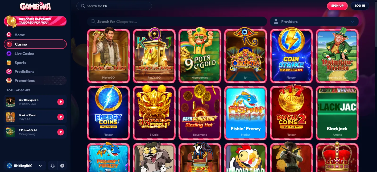 Популярные игры и онлайн слоты в Gambiva