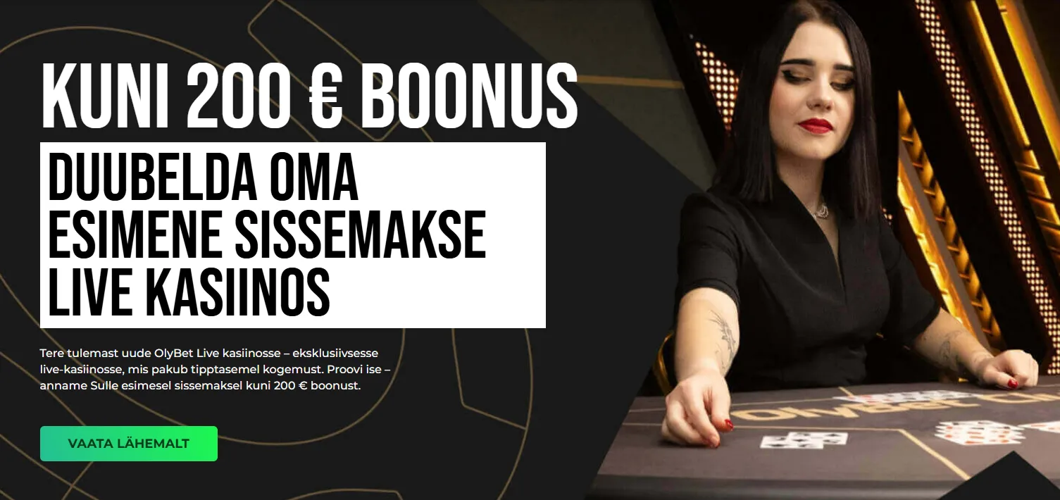 Live kasiino boonus kuni 200€