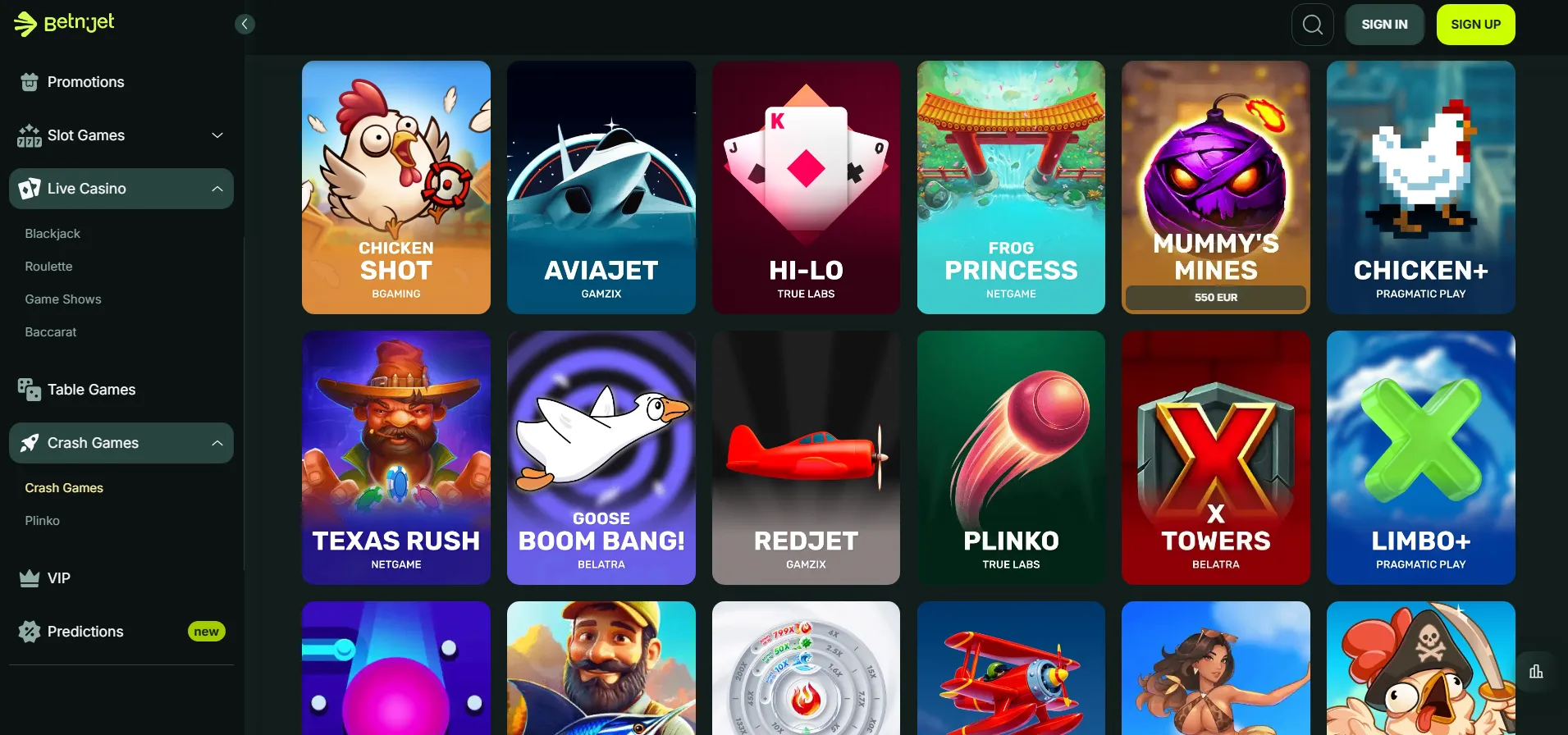 Selecci&oacute;n de juegos