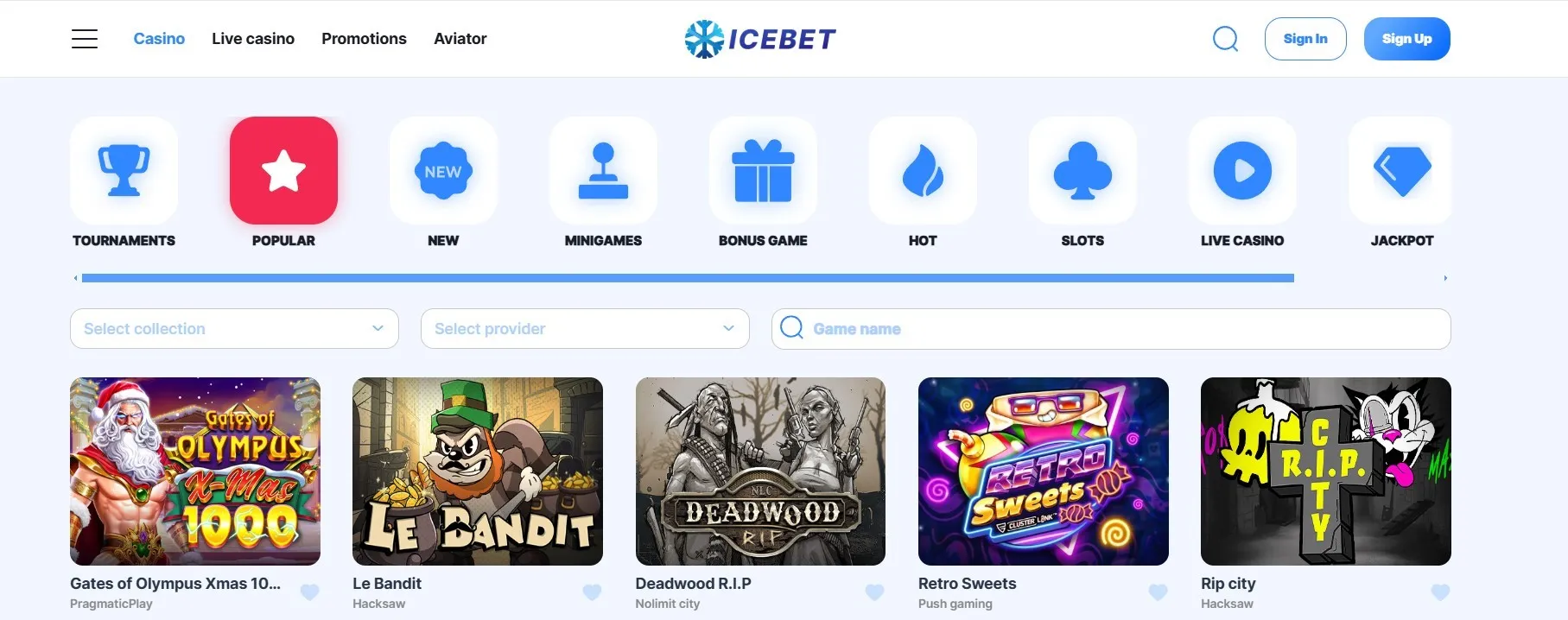 Διαθέσιμα παιχνίδια και ποικιλία στο IceBet Casino