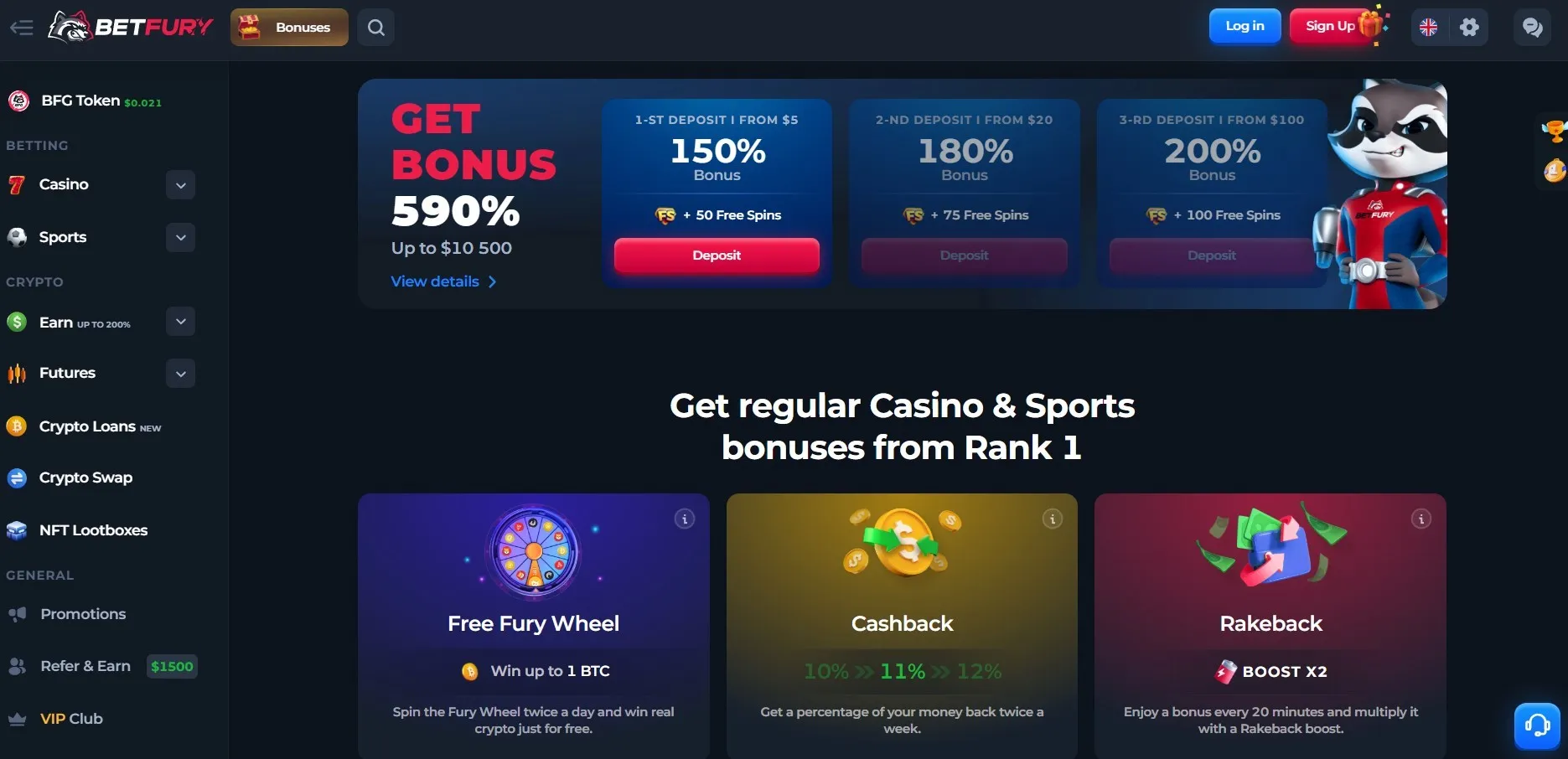 Δοκιμάζοντας τα μπόνους BetFury Casino