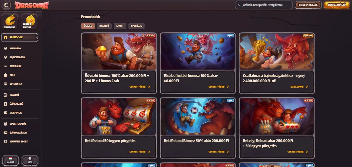 Bónuszok és promóciók Bónuszok és promóciók