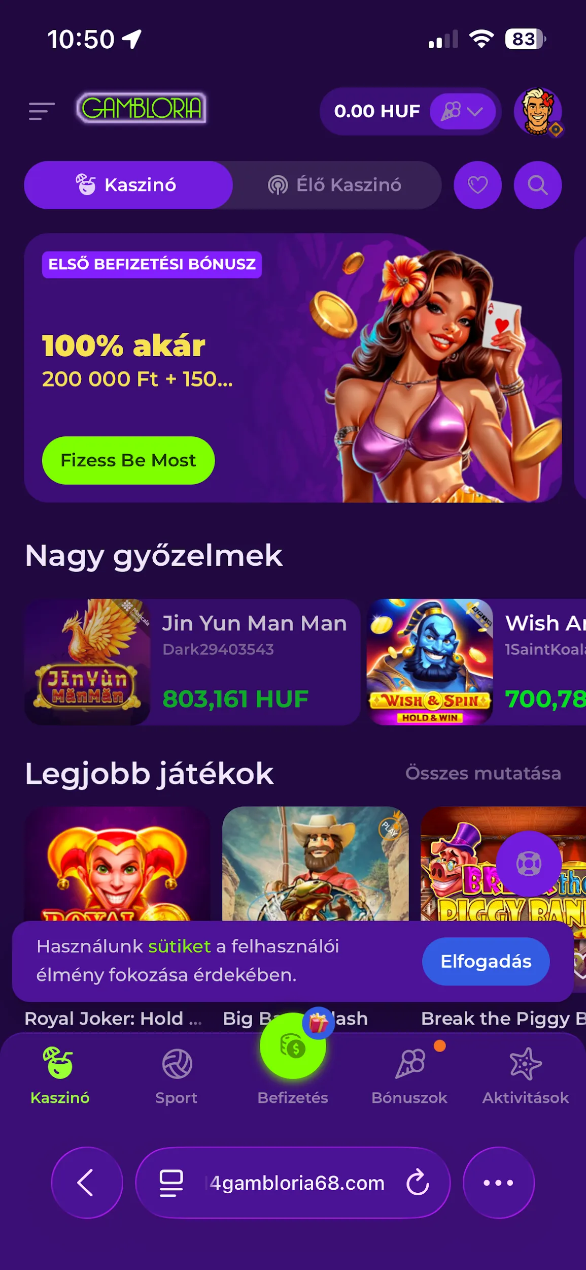 Gambloria mobil verzi&oacute; &eacute;s app