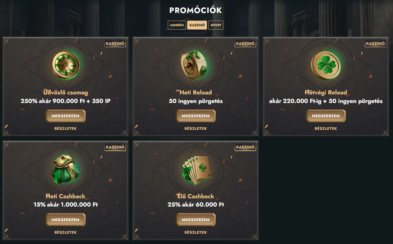 Bónuszok és promóciós ajánlatok