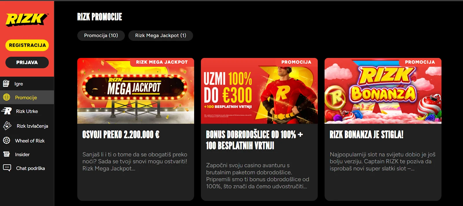 Rizk Casino bonusi 