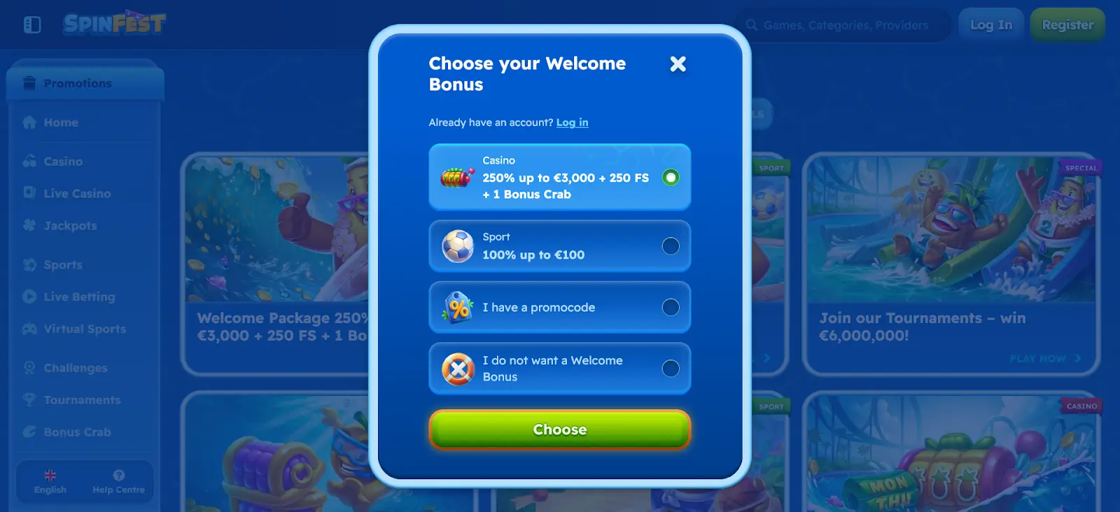 Spinfest online kockarnica