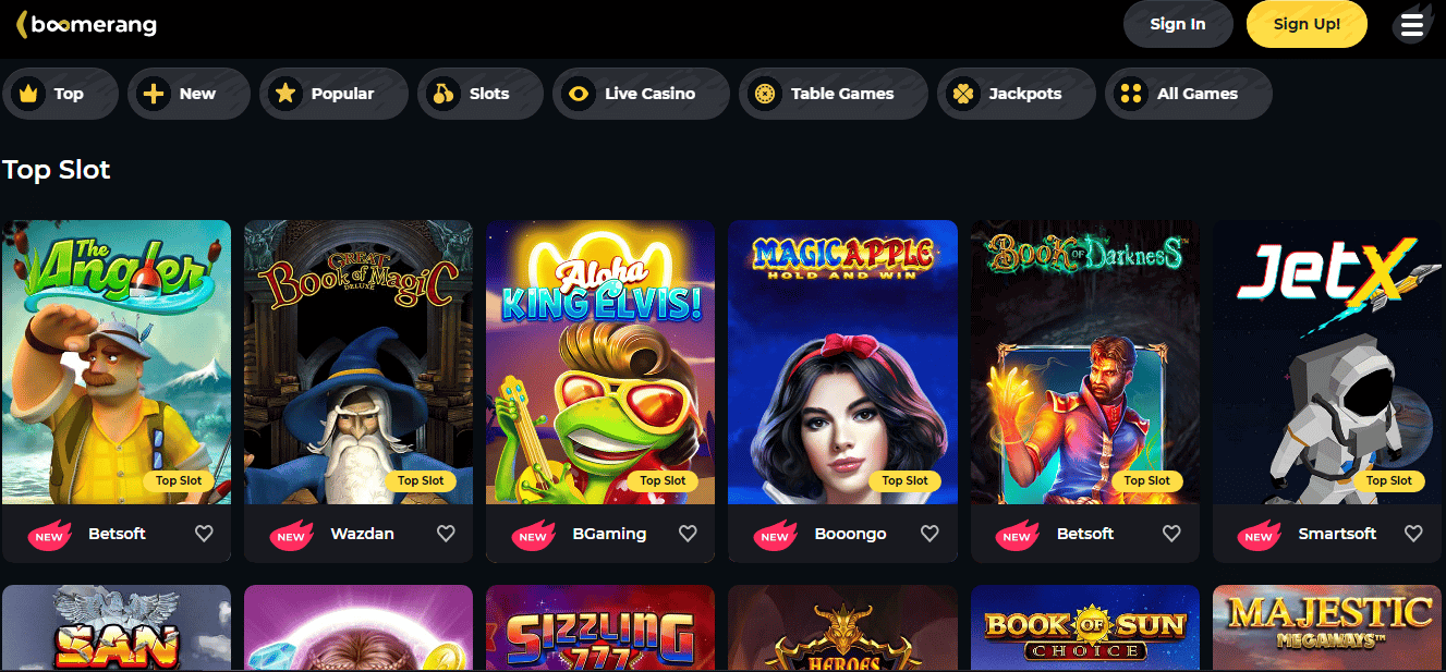 Boomerang Casino Games