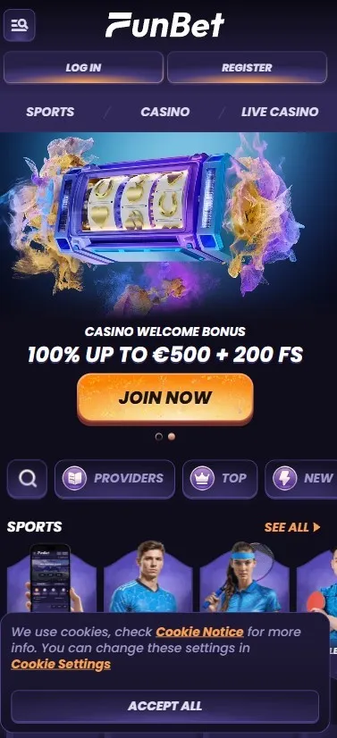 Funbet Casino í farsíma og app