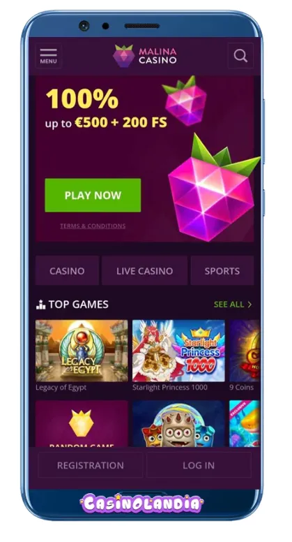 Malina Casino í farsímann, á netinu eða appi