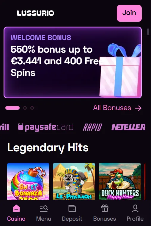 Lussurio Casino og app