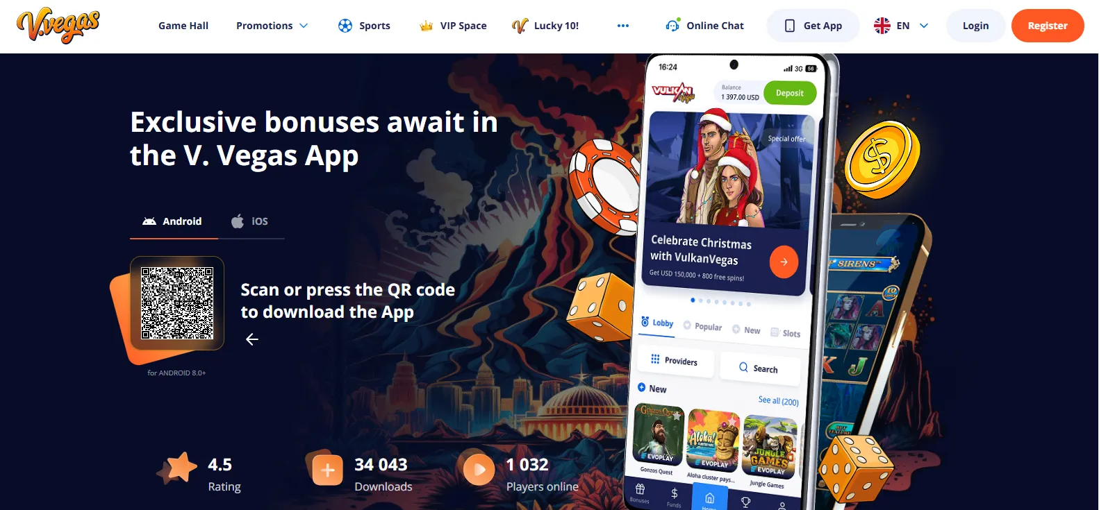 V.Vegas Casino and App