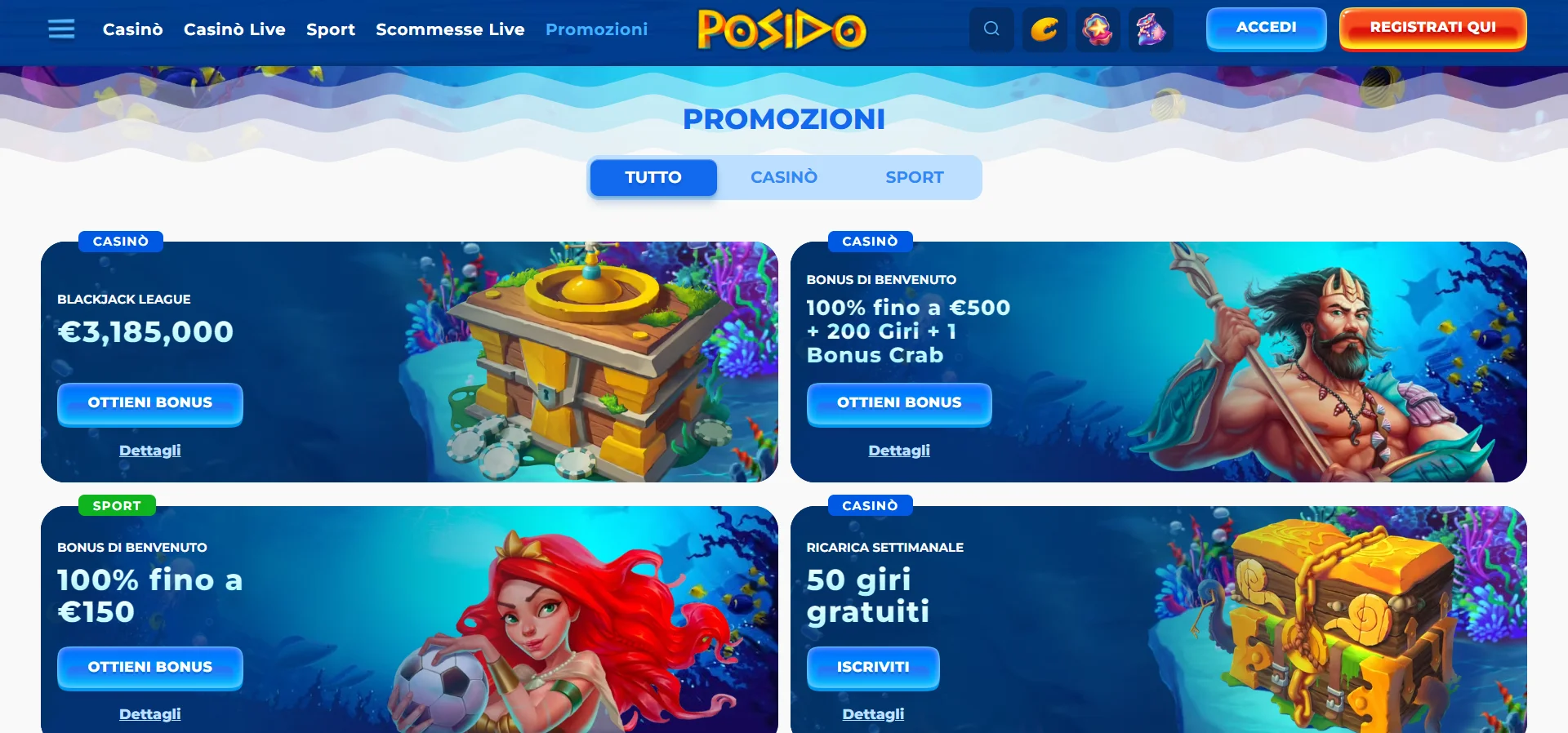 Posido Casino Bonus e promozioni