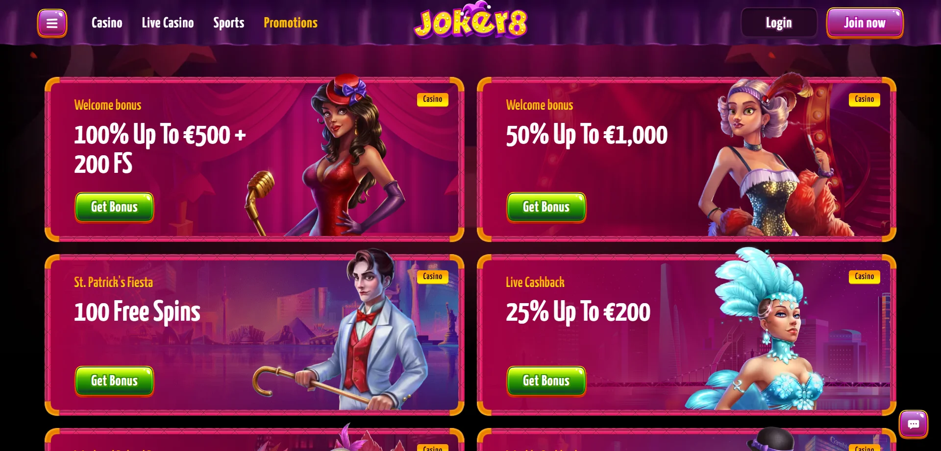 Joker8 Casino Bonus e promozioni