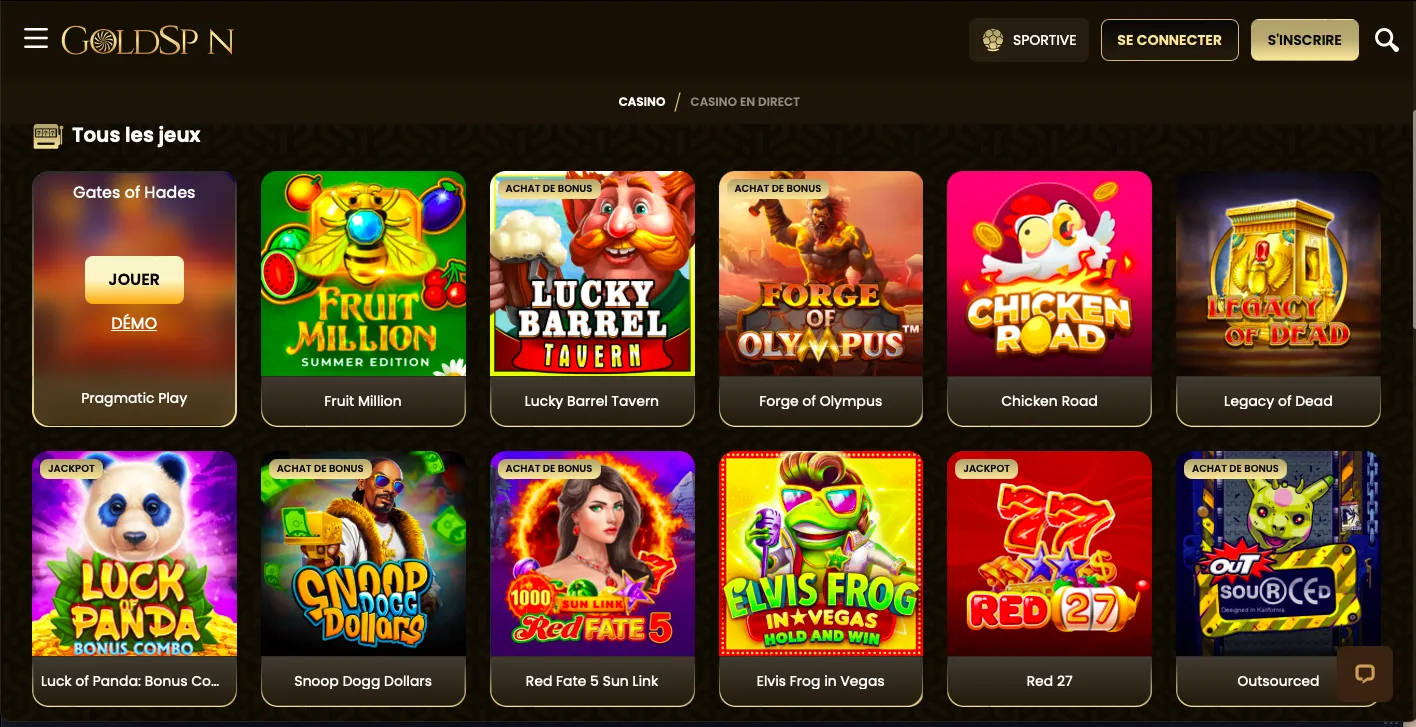 Sélection de jeu