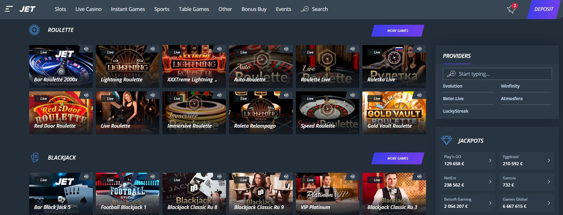 Jet online casino