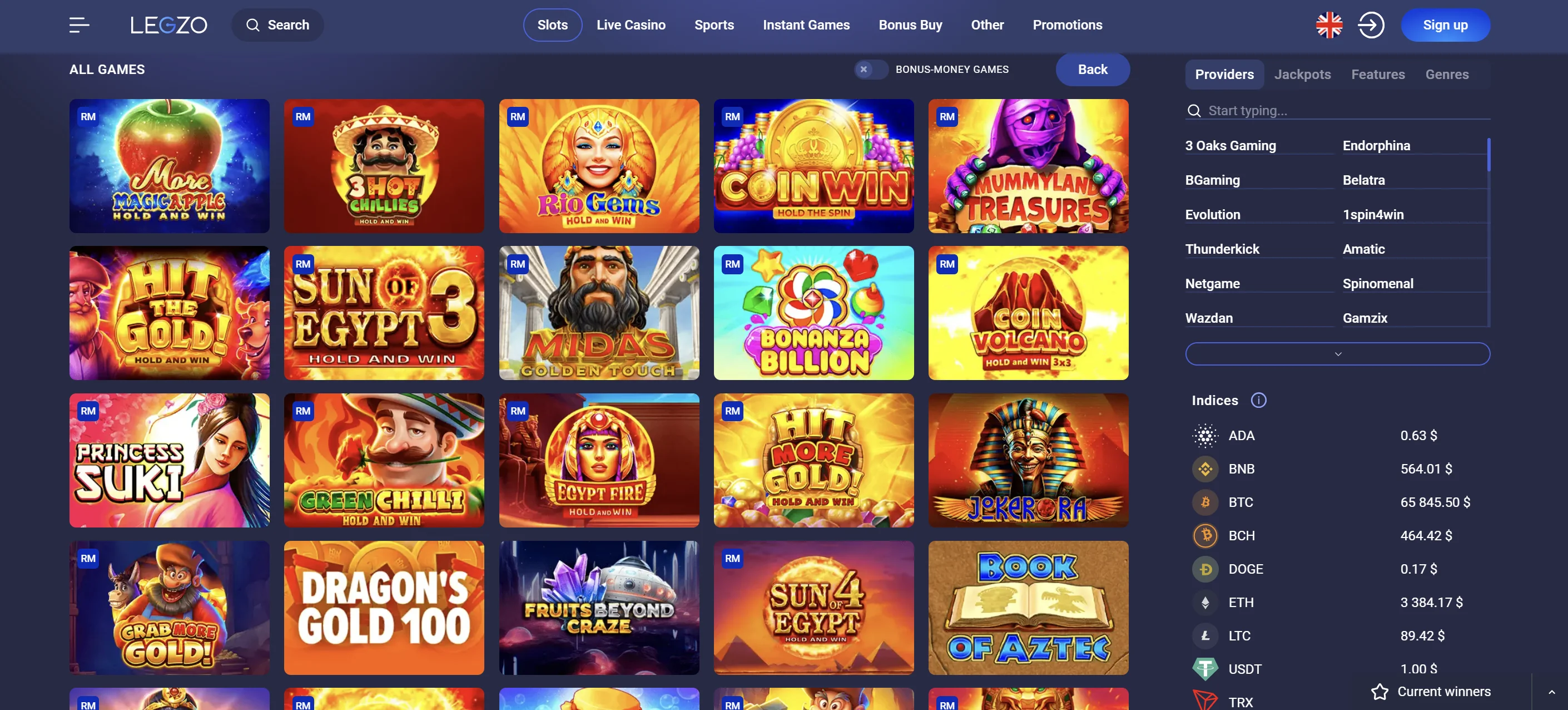 screenshot Legzo Casino