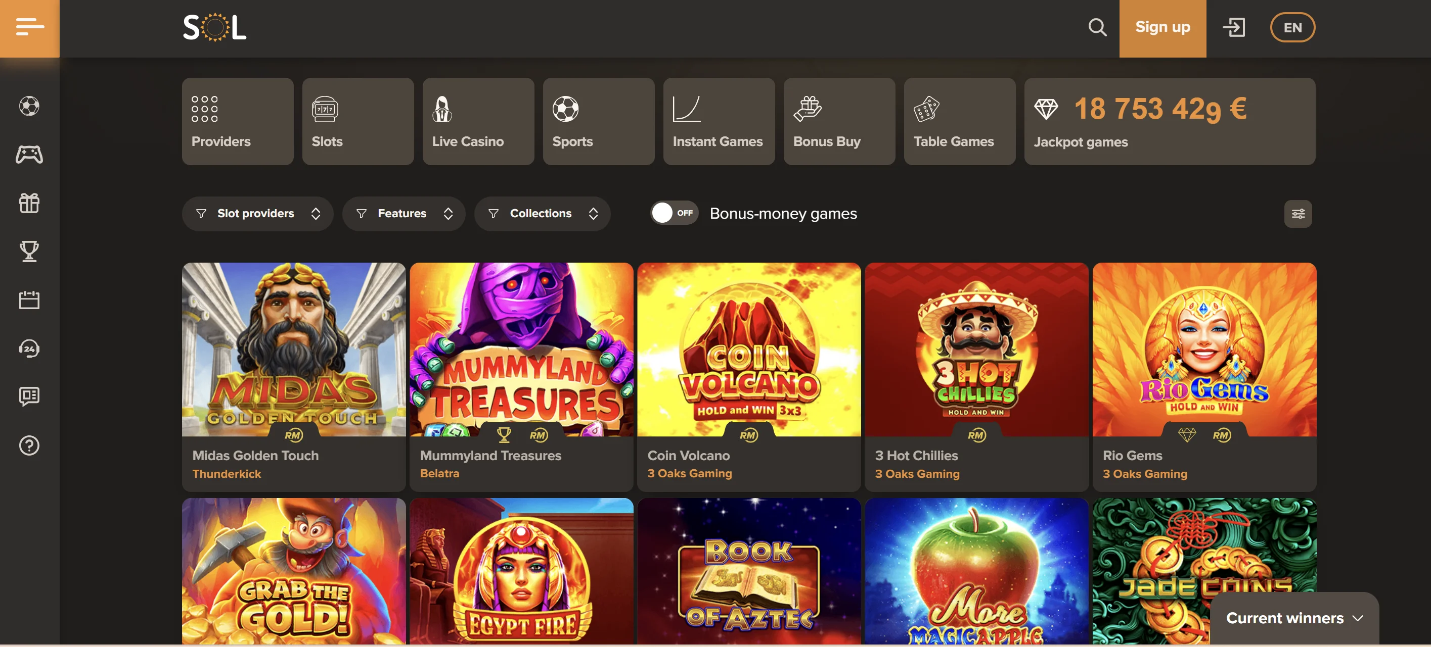 screenshot Sol Casino