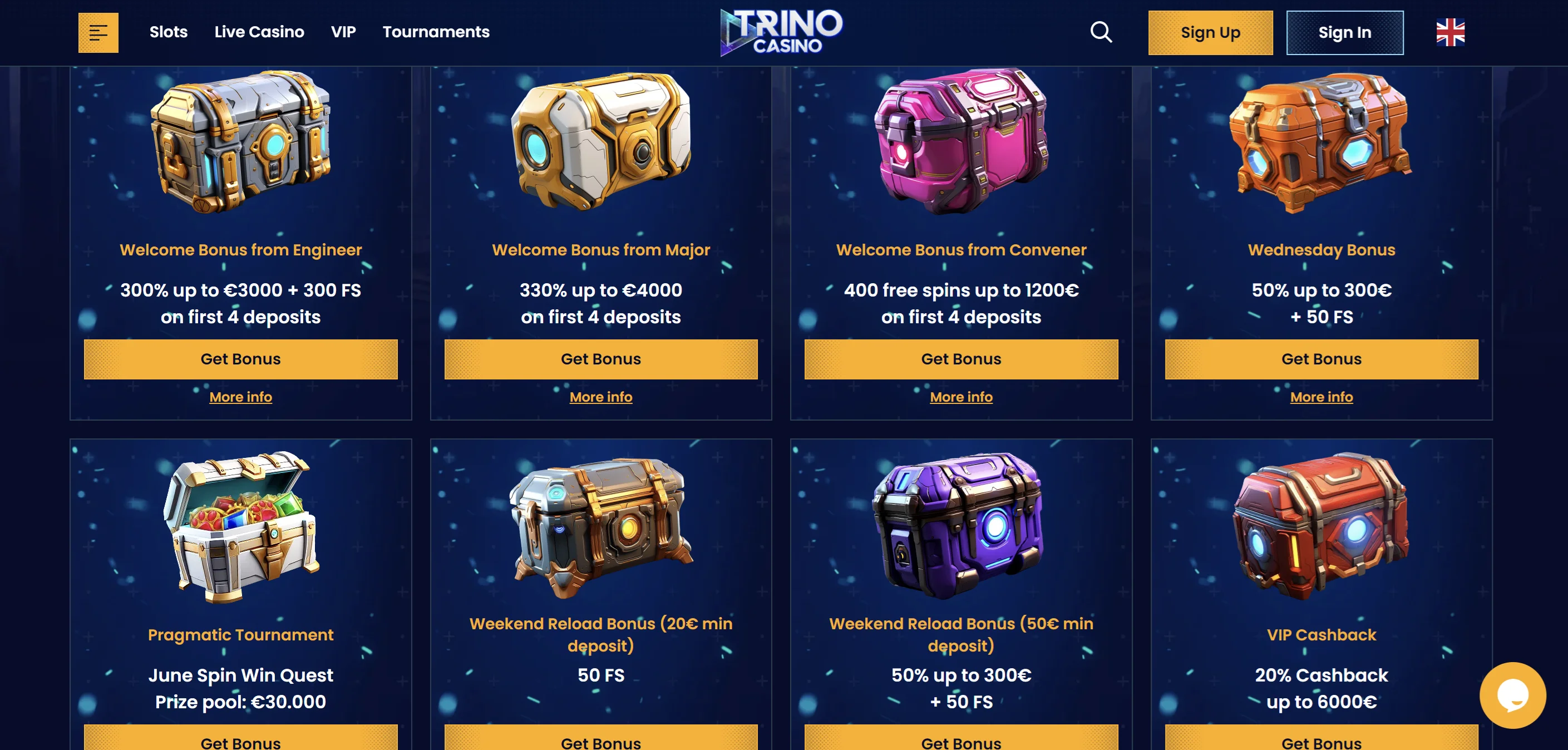 ekrano kopija Trino Casino