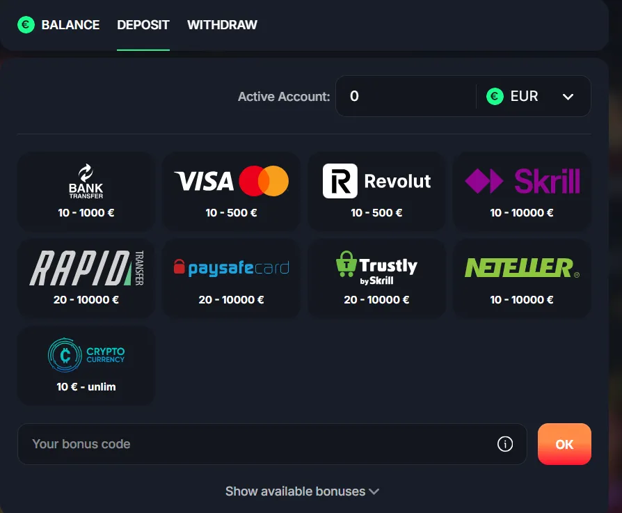 Depozito įnešimo metodai Depozito įnešimo metodai