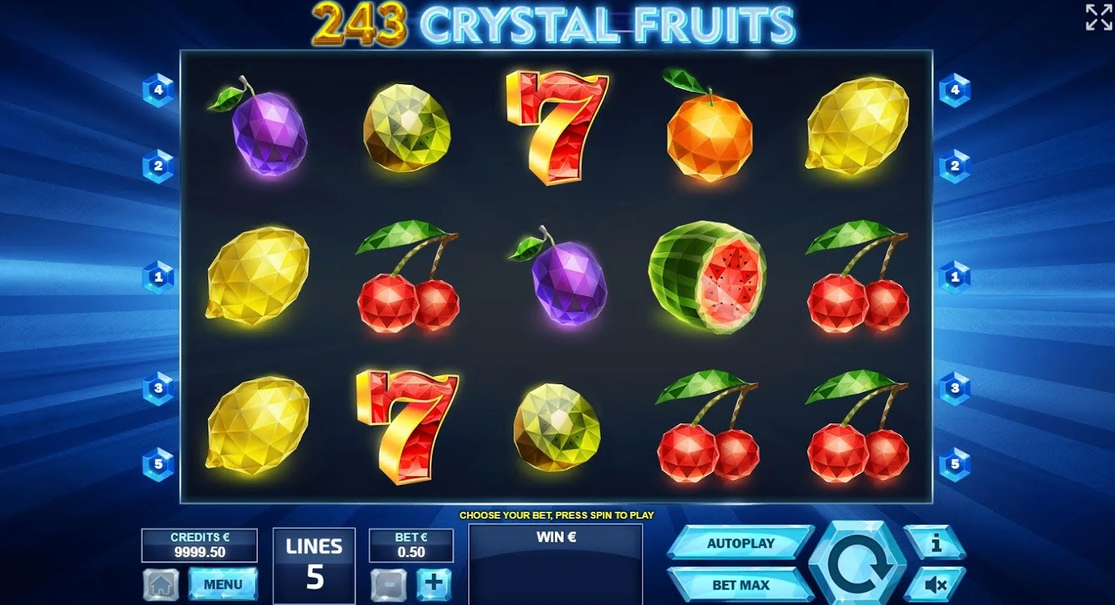 ekrano kopija 243 Crystal Fruits Lošimo automato