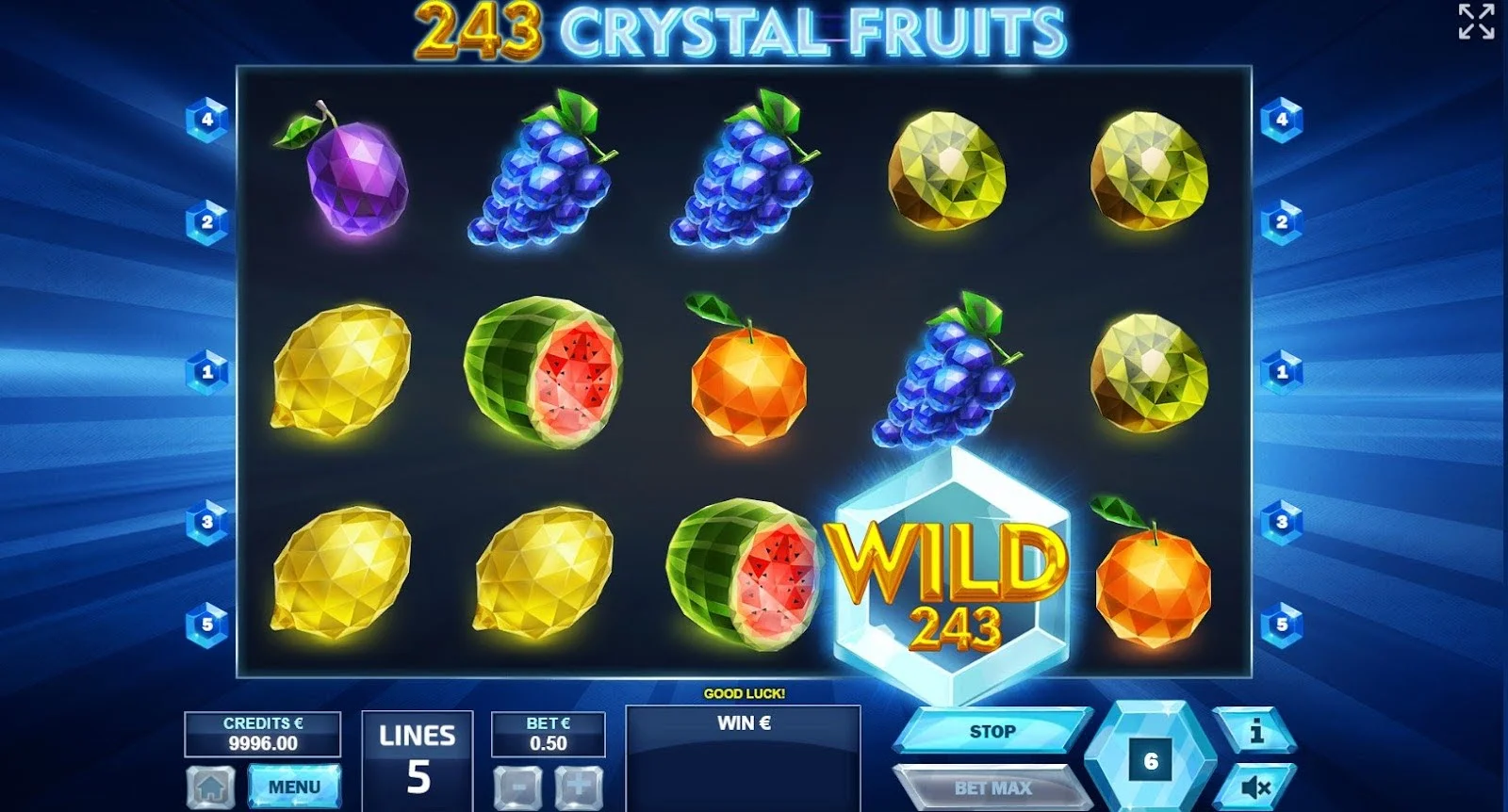 ekrano kopija 243 Crystal Fruits Lošimo automato