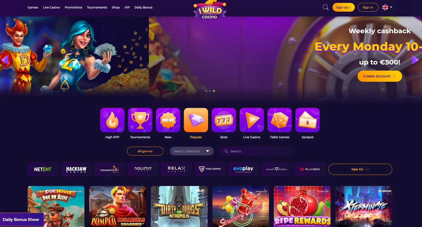 iWild Casino ekrānuzņēmums