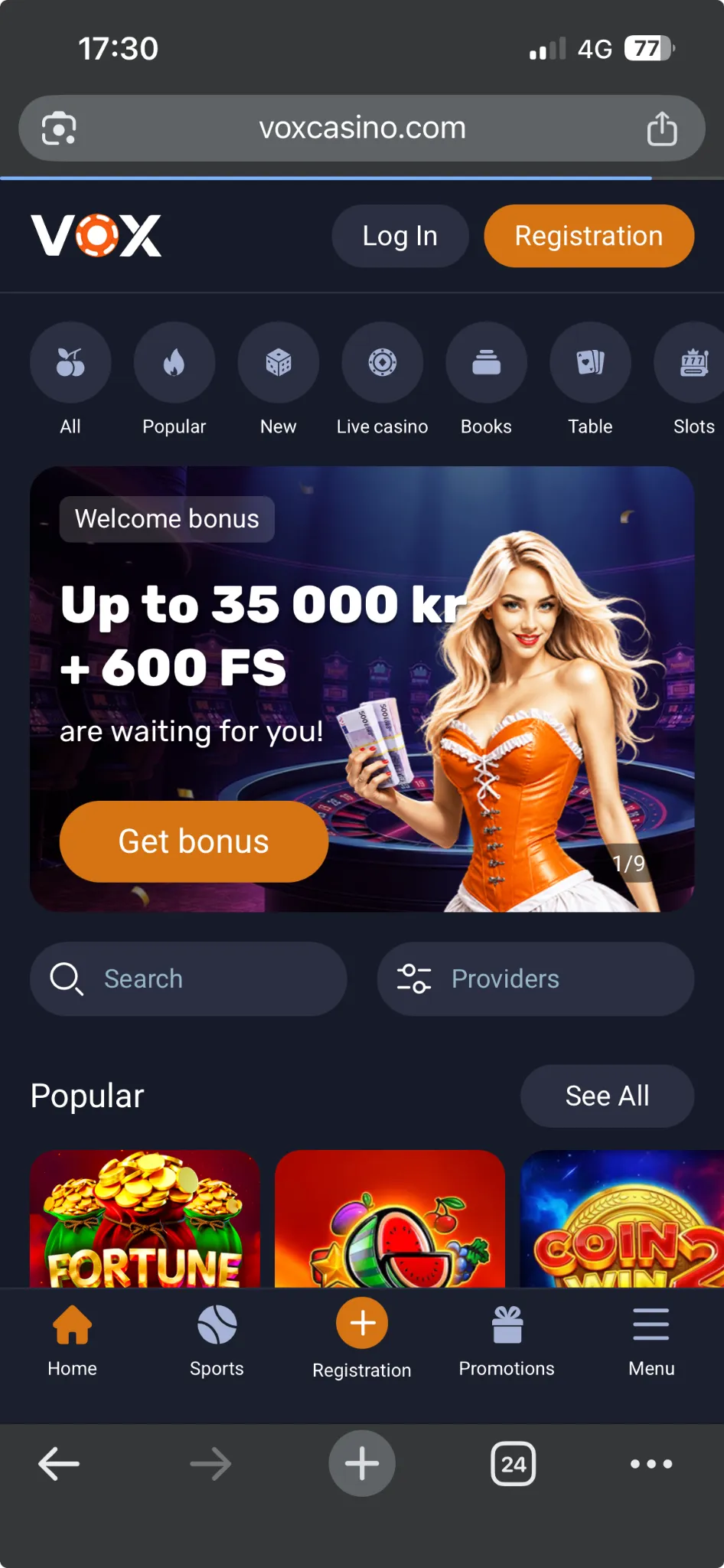 Vox casino og app
