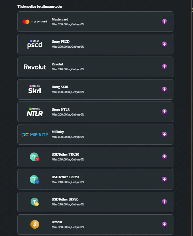 Betalingsmetoder Betalingsmetoder