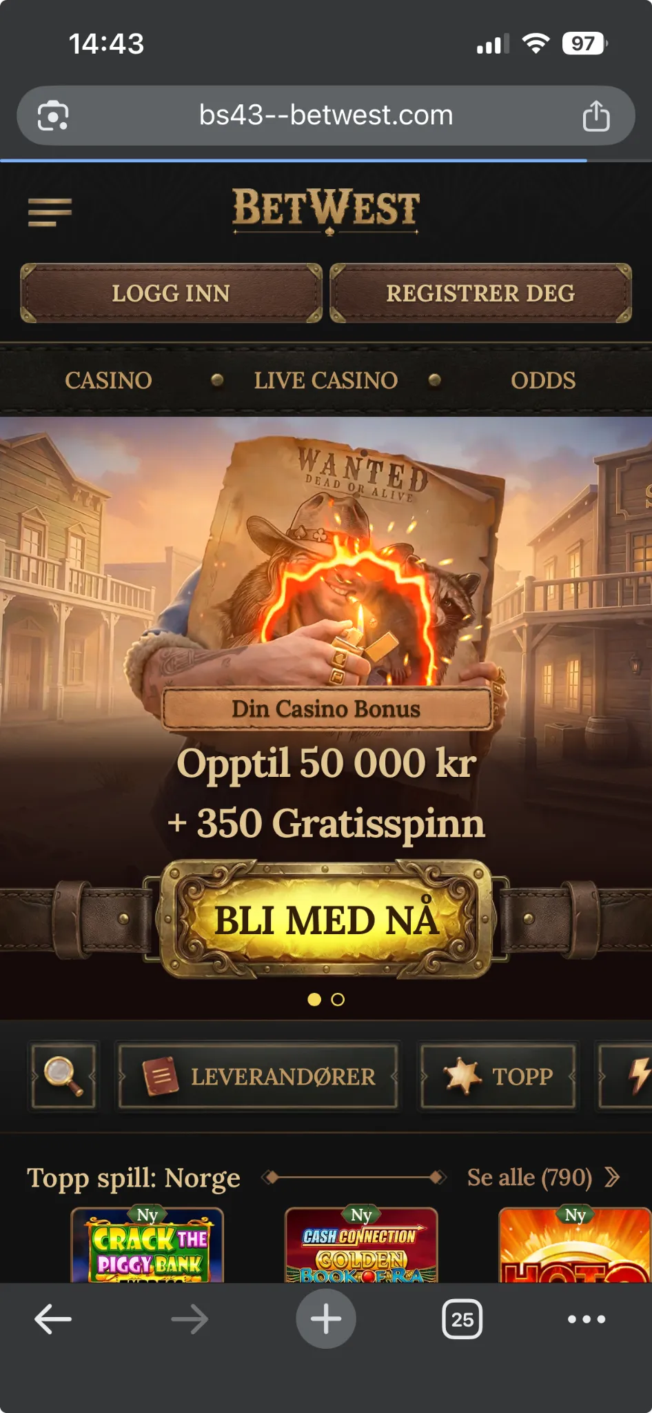 BetWest casino og app