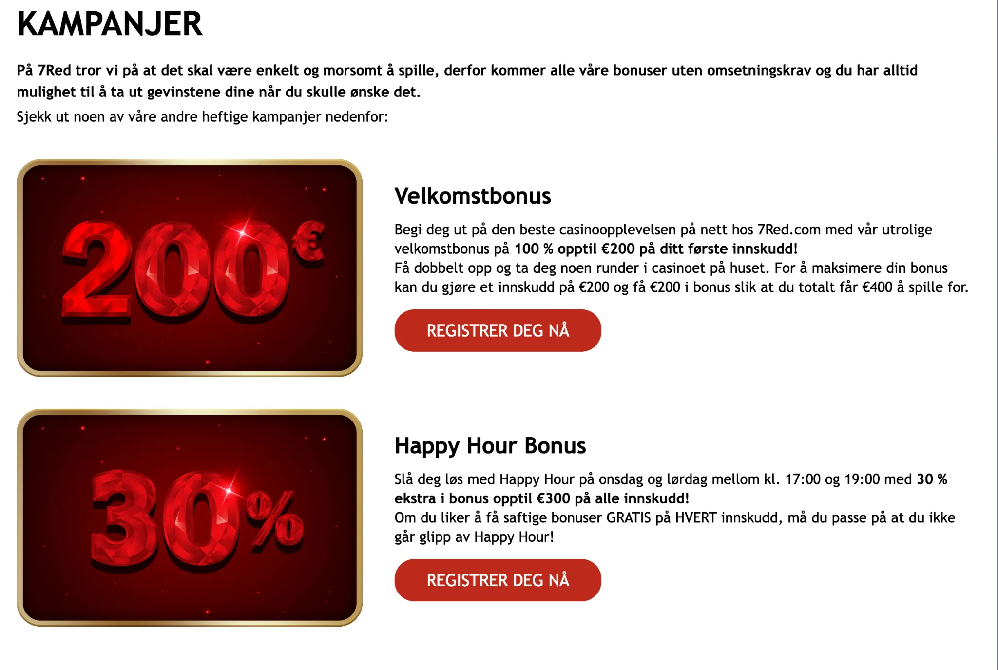 Bonuser og kampanjer Bonuser og kampanjer