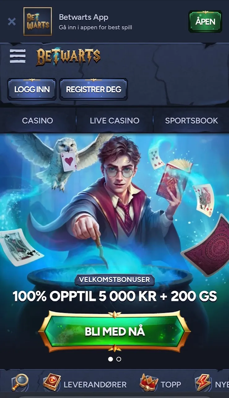 Betwarts mobilcasino og app