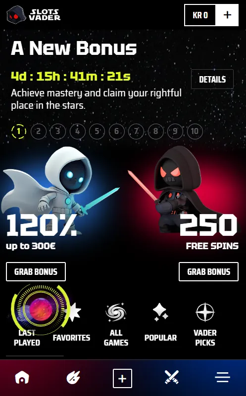 Slots Vader og App Slots Vader og App