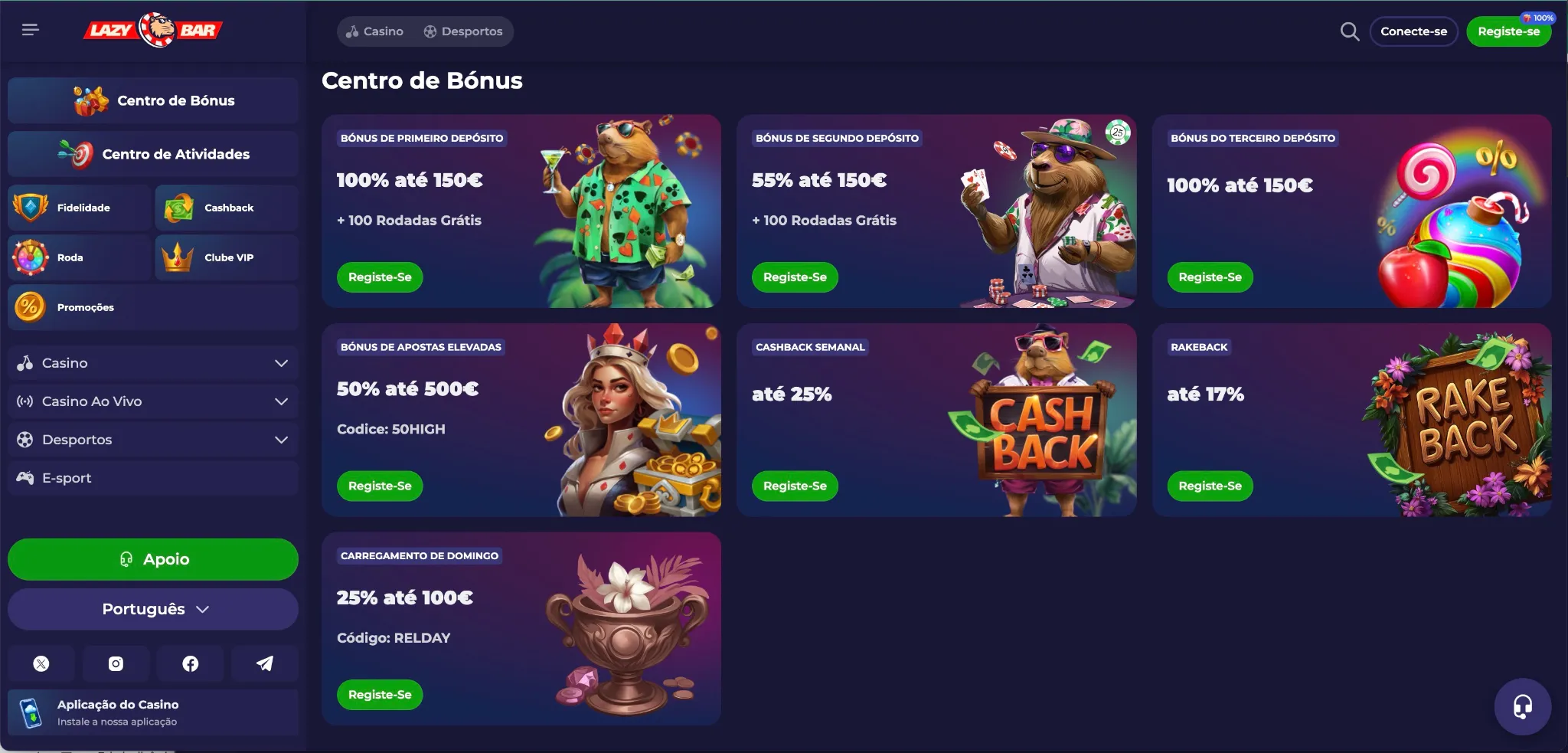 Bónus e promoções 