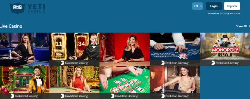 Casino Games Available at Yeti Online Casino