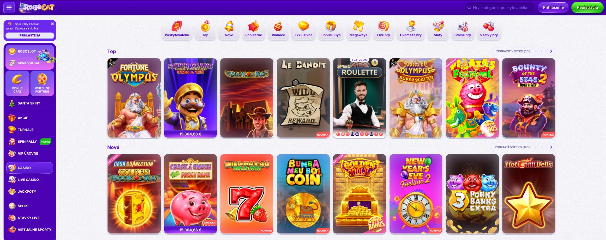 Robocat casino v&yacute;ber hier