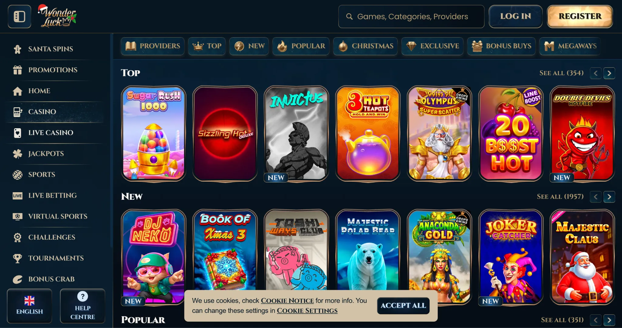 Wonder Luck casino v&yacute;ber hier