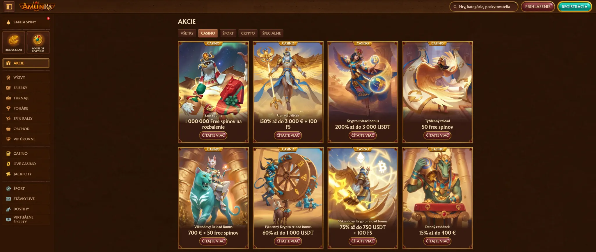 AmunRa kas&iacute;nov&eacute; bonusy a prom&aacute;