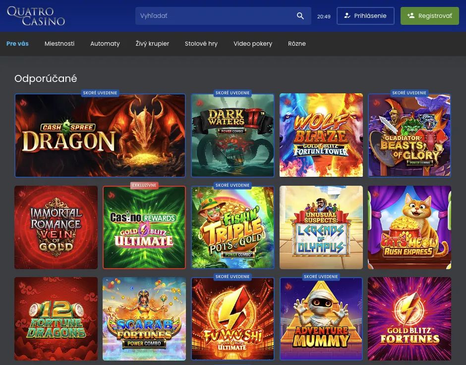 Quatro casino výber hier