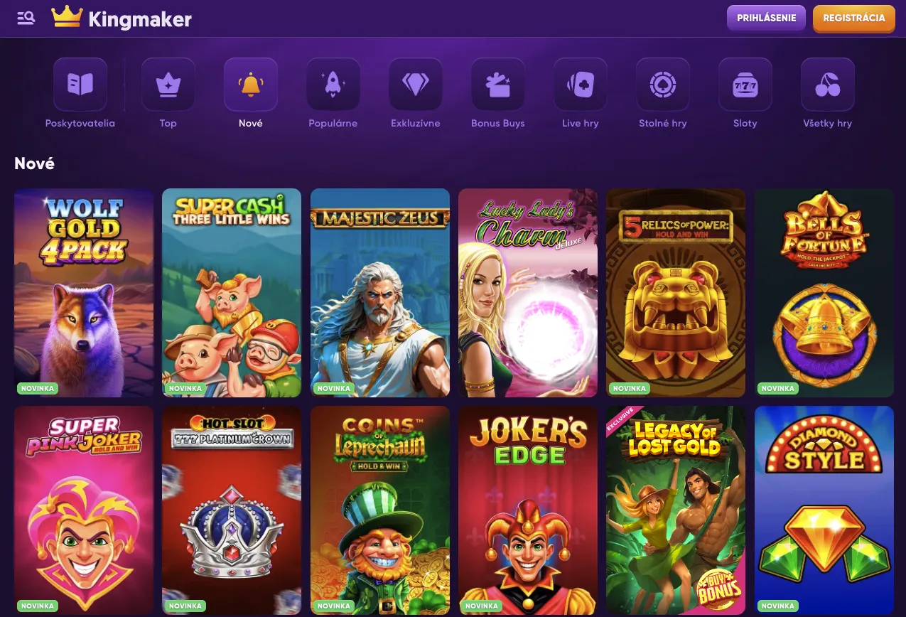 Kingmaker casino výber hier