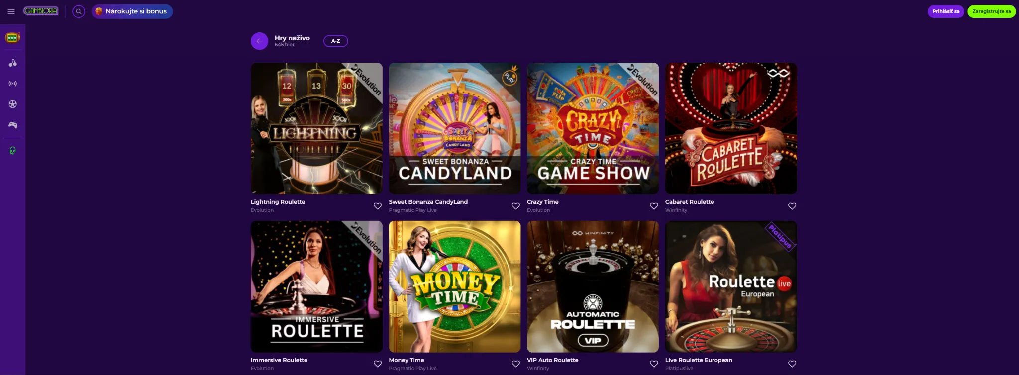 Gambloria casino výber hier